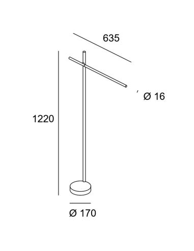 Lampadaire LED noir articulable Tubs mesures