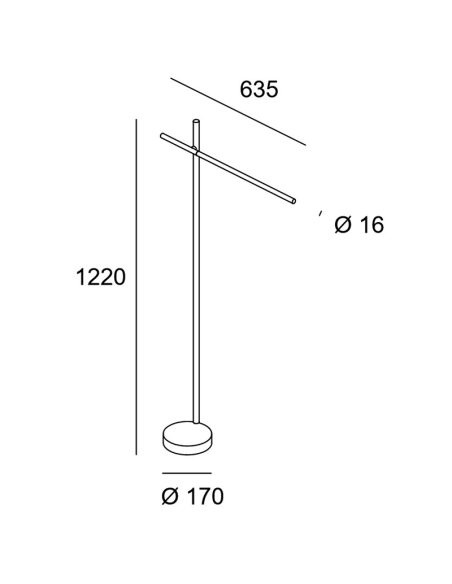 Lampadaire LED noir articulable Tubs mesures