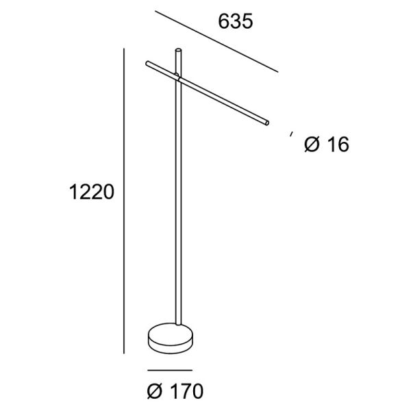 Lampadaire LED noir articulable Tubs mesures