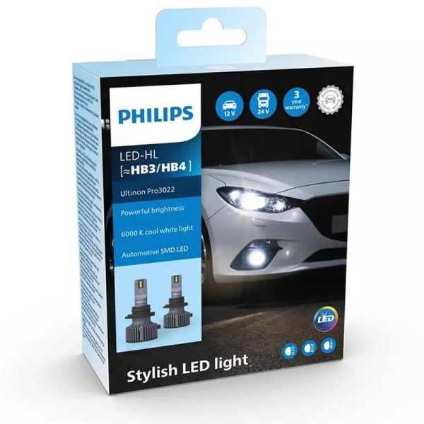 Bombilla LED HB3 / HB4 Ultinon PRO3022 6000K 1.800Lm 12V / 24V Pack 2 Unds. 8719018018069 Philips | LeonLeds