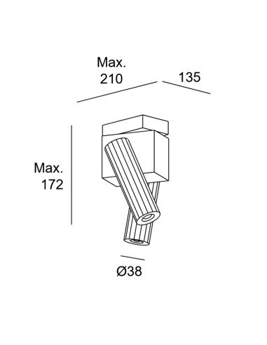 Dimensões do refletor de teto ajustável Prolix LED