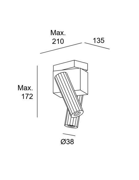 Dimensions du spot plafond orientable Prolix LED