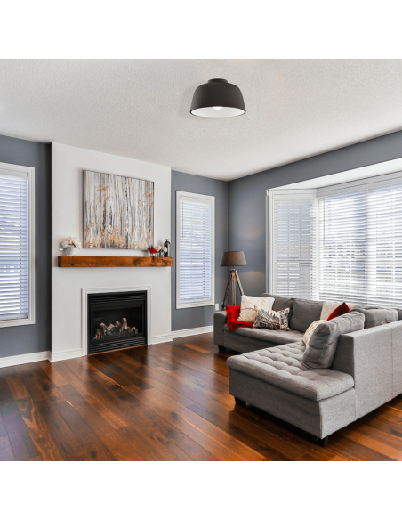 Plafonnier noir rond Miso ø285mm mesures noir-blanc