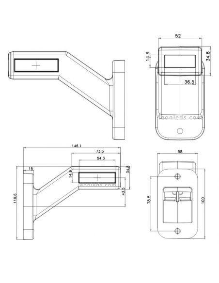 Dimensiones de Cuerno LED corto con intermitente W168 categoría 5 Was 1149 | LeonLeds