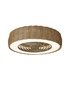 Ventilador LED de rattan con aspas ocultas Kilimanjaro Mini