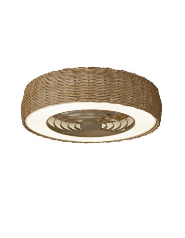 Ventilador LED de rattan con aspas ocultas Kilimanjaro Mini