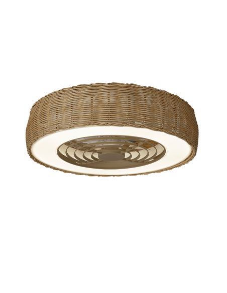 Ventilador LED de rattan con aspas ocultas Kilimanjaro Mini