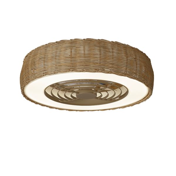 Ventilador LED de rattan con aspas ocultas Kilimanjaro Mini