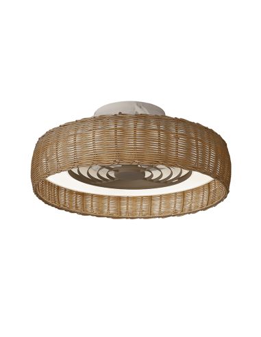 Ventilateur LED en rotin avec pales cachées Kilimanjaro Mini Mantra