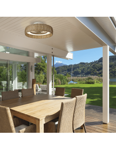 Ventilateur LED en rotin avec pales cachées Kilimanjaro Mini 2