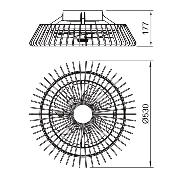 Ventilador con luz LED Himalaya Mini Blanco medidas