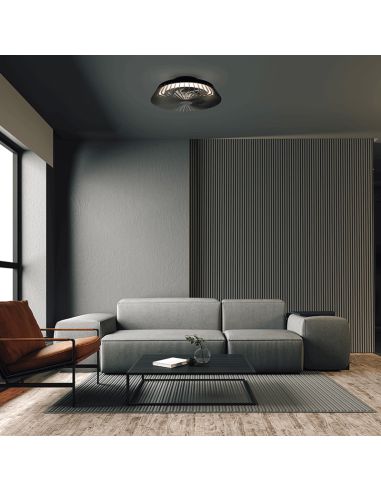 Ventilador de techo con luz Himalaya Mini negro ambiente