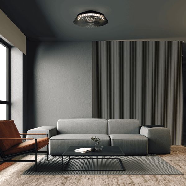 Ventilador de techo con luz Himalaya Mini negro ambiente