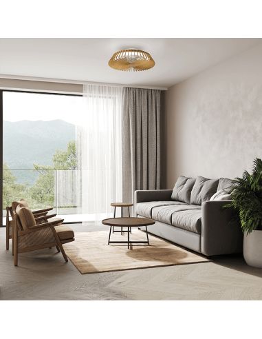 Ventilador de techo LED regulable Himalaya mini madera ambiente