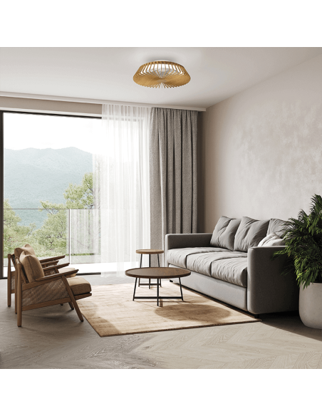 Himalaya mini ventilador de teto LED ajustável de madeira ambiente