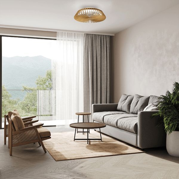 Himalaya mini ventilateur de plafond LED réglable en bois ambiant