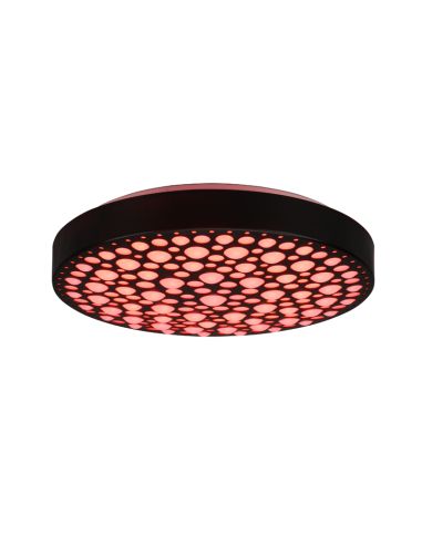 Luminária de teto Chizu LED preta com luz vermelha multicolorida