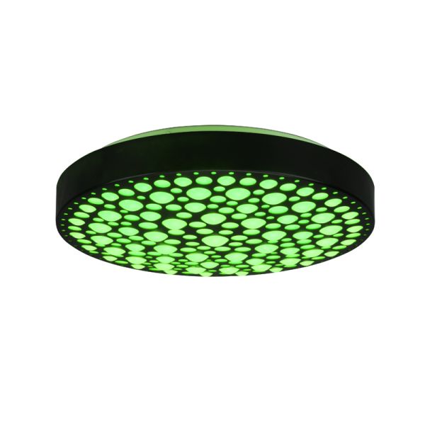 Plafón Chizu LED negro con luz multicolor luz verde