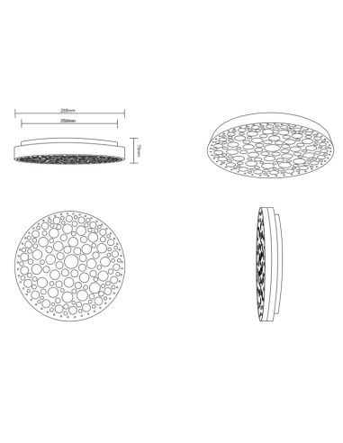 Luminária de teto Chizu LED preta com medidas de luz multicolor | leonleds