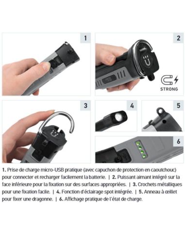 Torche d'atelier LED magnétique USP300 300Lm 270º 2XM 357 300-001 Hella | leonleds