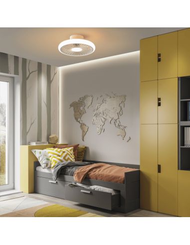 Ventilador de techo LED redondo Turbo blanco ambiente