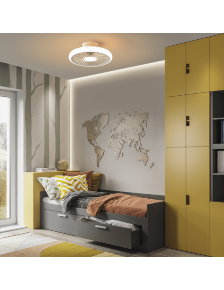 Ventilateur de plafond rond à DEL Turbo blanc ambiant