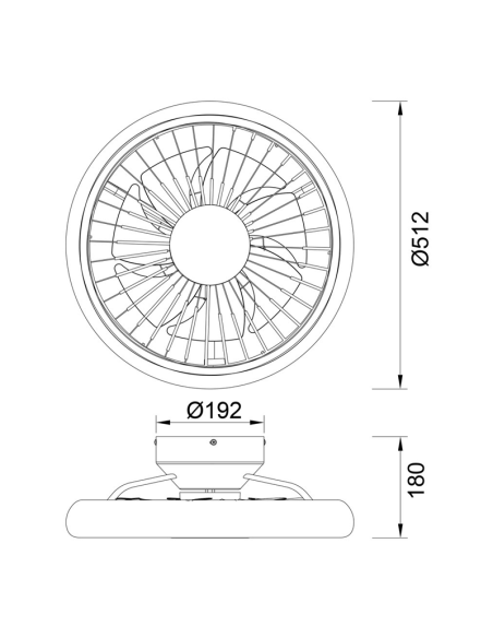 Ventilador de techo LED redondo Turbo blanco medidas