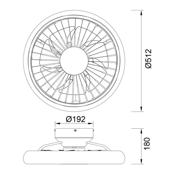 Ventilador de techo LED redondo Turbo blanco medidas
