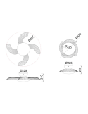 Ventilador con luz LED y aspas desplegables Aloha blanco medidas
