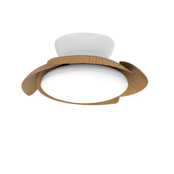 Ventilador LED con aspas desplegables Aloha madera y blanco