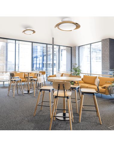 Ventilateur LED avec pales pliantes Aloha bois et blanc ambiant