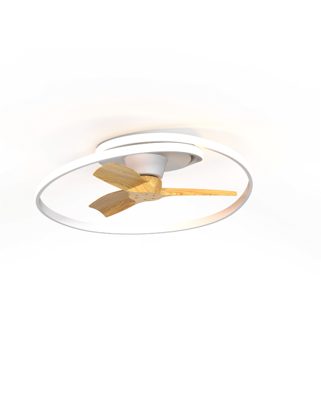Ventilador LED decorativo Ocean blanco madera