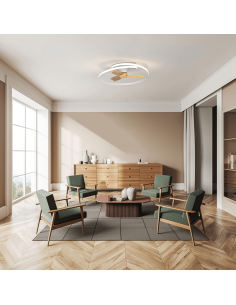 Ventilador LED decorativo Ocean blanco madera 2