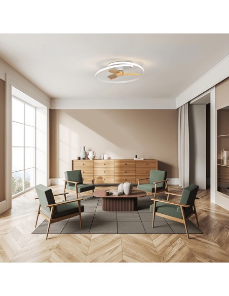 Ventilador LED decorativo Ocean blanco madera ambiente