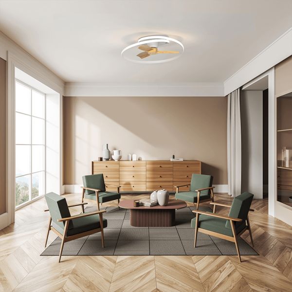 Ventilador LED decorativo Ocean blanco madera ambiente