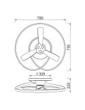 Ventilador LED decorativo Ocean blanco madera medidas