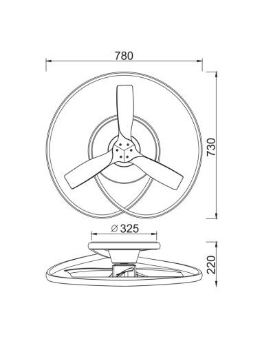 Ventilador LED decorativo Ocean blanco madera medidas