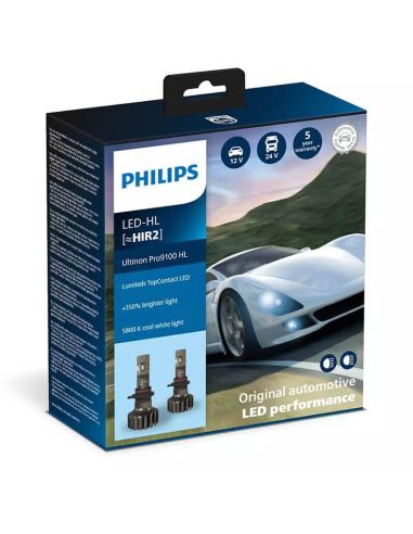 Pack 2 Ampoules LED HIR2 12V et 24V Philips Ultinon PRO9100