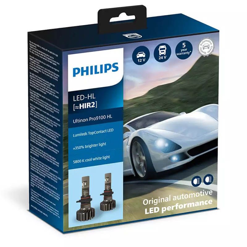 Pack 2 Ampoules LED HIR2 12V et 24V Philips Ultinon PRO9100