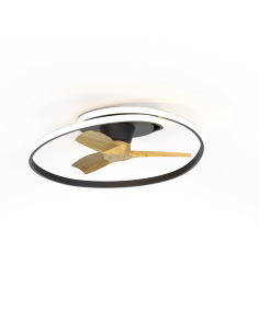 Plafón ventilador LED regulable Ocean color negro madera