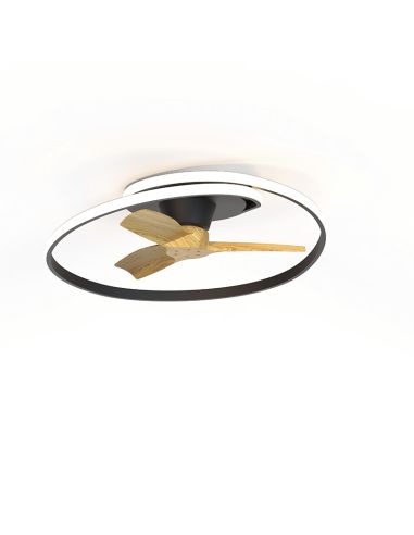 Plafón ventilador LED regulable Ocean color negro madera