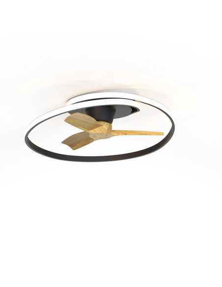 Plafón ventilador LED regulable Ocean color negro madera