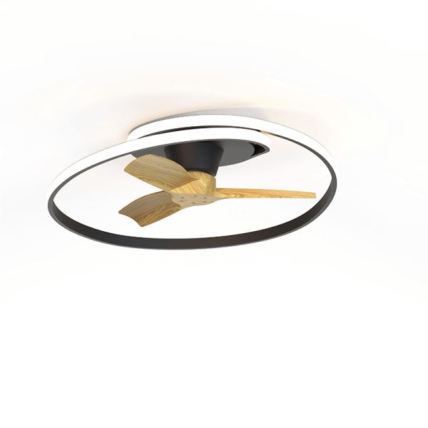 Plafón ventilador LED regulable Ocean color negro madera