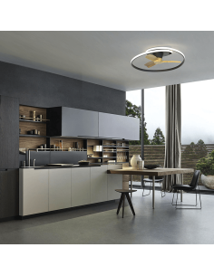 Plafón ventilador LED regulable Ocean color negro madera 2