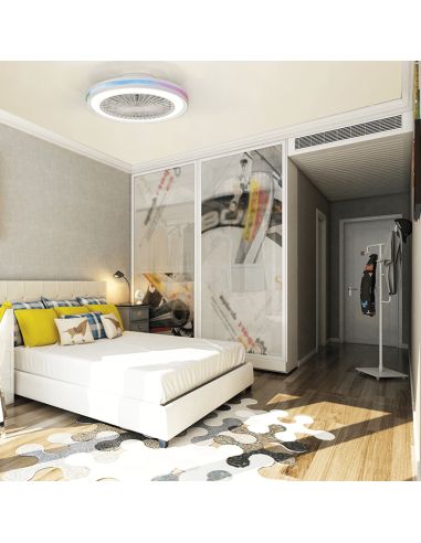 Ventilador com luz LED multicolorida Gamer branco ambiente