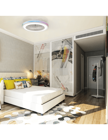 Ventilateur avec lumière LED multicolore Gamer blanc ambiant