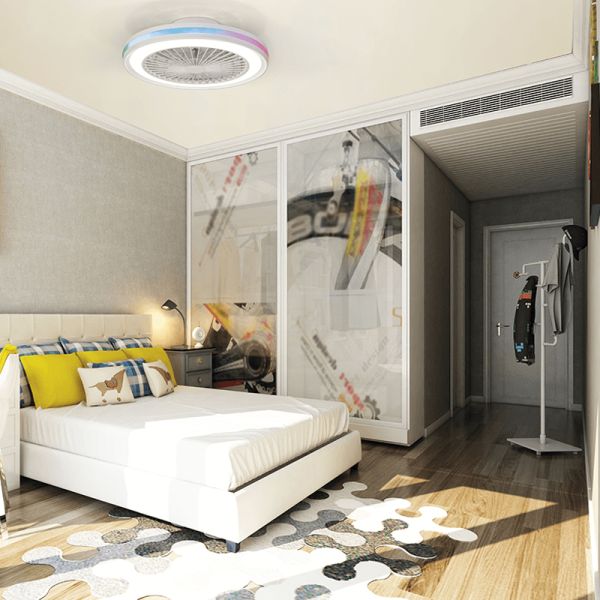 Ventilador com luz LED multicolorida Gamer branco ambiente