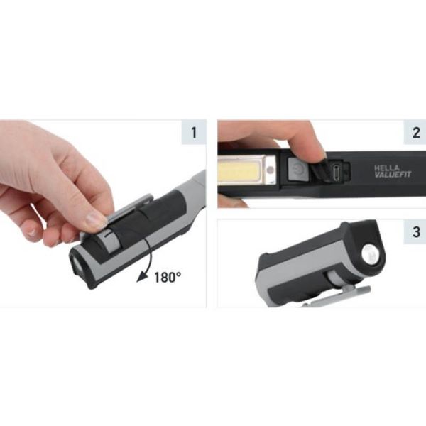 Penlight LED com clipe de bolso e ímã recarregável micro-USB UPL150 Hella 2XM 357 300-101 | leonleds