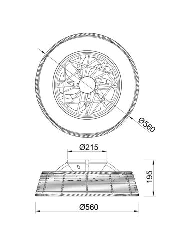 Ventilador LED para exterior de rattan Indonesia medidas
