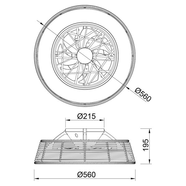 Ventilador LED para exterior de rattan Indonesia medidas